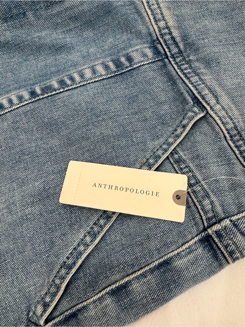 Anthropologie Button-Fly Cropped Jeans — Medium Blue - Picture 2 of 10